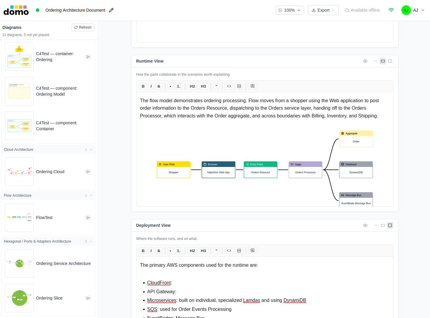 Runtime View that shows how architectural component parts collaborate in a scenarios worth explaining..